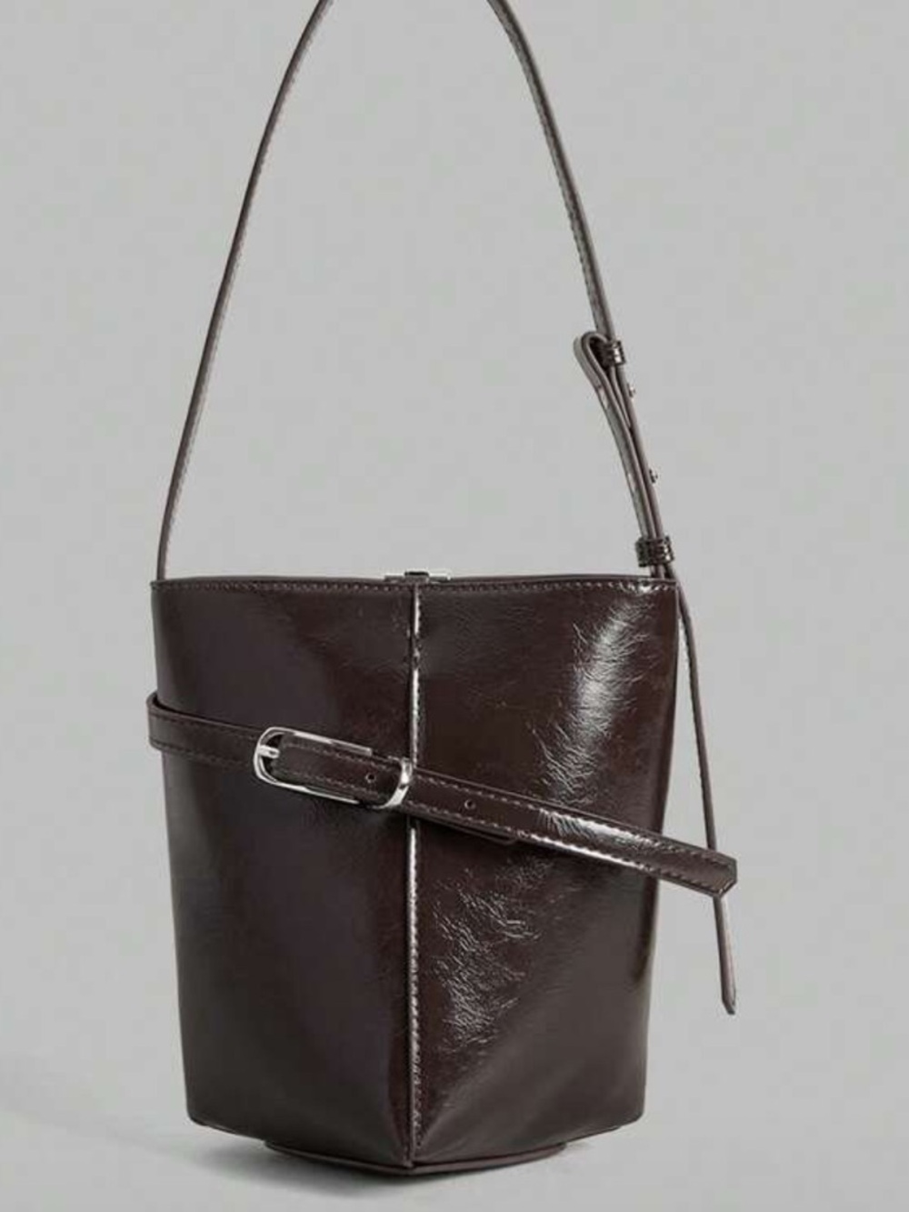Sleek Dark Brown pu Leather Shoulder Bag